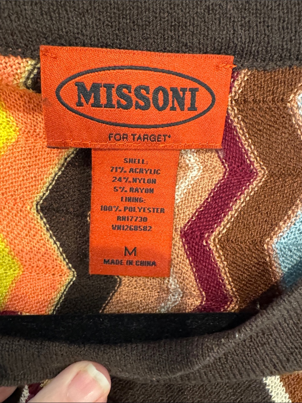 Missoni for Target Brown Zigzag Knit Mini Dress with Multicolor Stripes - Picture 3 of 4